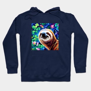 Smiling Sloth Surrounded by Flowers Hoodie